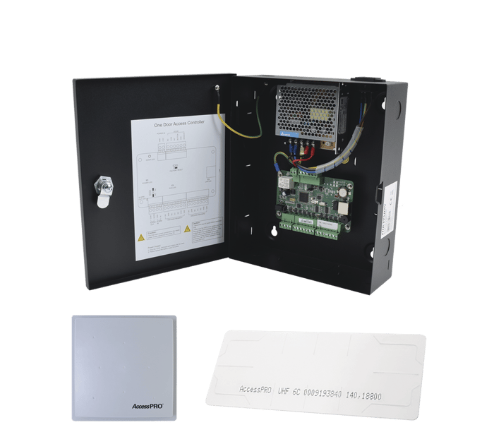 Kit para automatizar 1 ACCESO VEHICULAR con STICKERS en Parabrisas de vehiculos / Incluye Panel,  lector y 100 stickers / Software IVMS4200 incluido