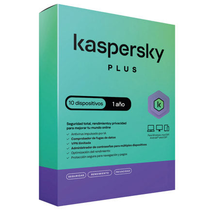 Kaspersky Plus 10 Disp 1 Año (fisica)