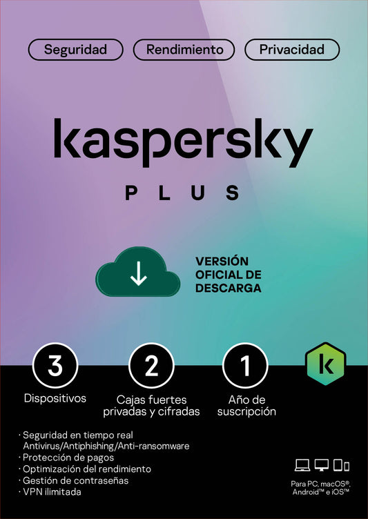 Esd Kaspersky Plus 3 Disp 2 Cuentas Kpm 1 AÑo