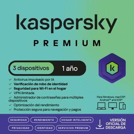 Esd Kaspersky Premium 3 Disp 2 Cuentas Kpm 1 AÑo