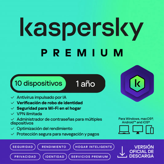 Esd Kaspersky Premium 10 Disp 5 Cuentas Kpm 1 AÑo