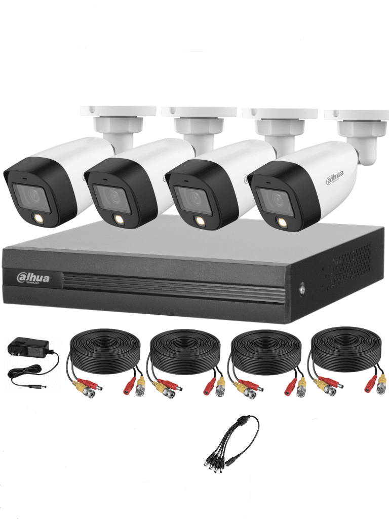 Kit De Camaras/ Dahua/ Fullcolorkit-a Dvr 4 Canales Full Color De 2 Mp Con Audio/ Dvr Cooper-i Wiz/ Con Ia/ 4 Camfull Color De 2 Mp Con Microfono Integrado/ 4 Ch 1 Ip/ 4 Smd Plus