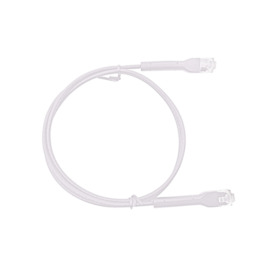 Mini Patch Cord Cat6 Ultra Slim 1 m Blanco – Ahorra Espacio sin Organizadores, con Bota Flexible