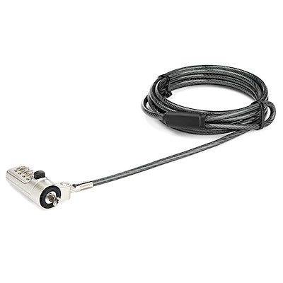 Candado De Seguridad Para Laptop Seguro Combinacion De 4 Digitos Para Dispositivos Con Wedge De 2m - De Acero Revestido En Vinilo - Startech.com Mod. Ltlocknbl