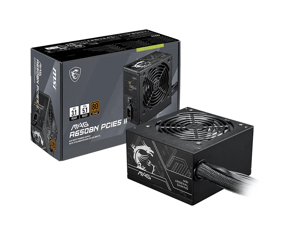 Fuente De Poder Msi Mag A650gn Ii 650w/80 Plus Gold/negro/atx/no Modular