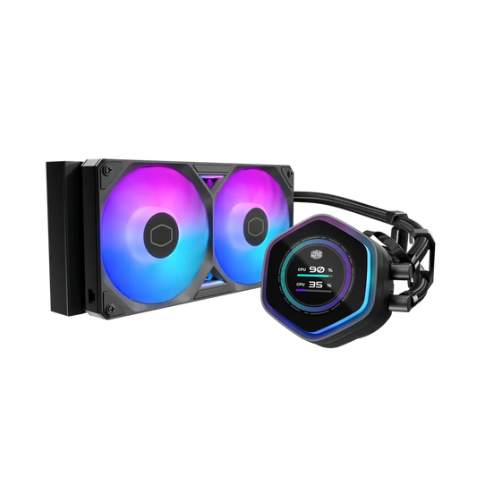 Disipador De Enfriamiento Liquido Cooler Master Masterliquid Atmos Ii Lcd 240 / Argb / Negro / Gamer
