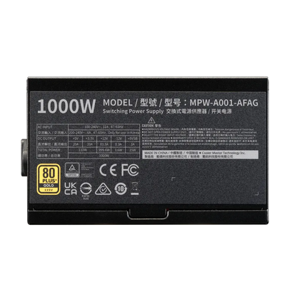 Fuente De Poder Cooler Master / Elite Gold 1000w / V3 Atx 3.1 / 80 Plus Gold Certificada / Modular / Gamer