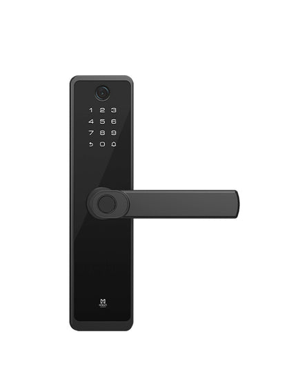 Cerradura Inteligente Con Cámara Y Timbre, Detección De Huella Dactilar, Tarjeta Rfid, Conectividad Wifi, Combinación Numérica Y Llave Física, De Aleación De Aluminio Y Cristal Templado.