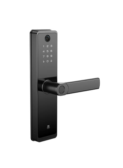 Cerradura Inteligente Con Cámara Y Timbre, Detección De Huella Dactilar, Tarjeta Rfid, Conectividad Wifi, Combinación Numérica Y Llave Física, De Aleación De Aluminio Y Cristal Templado.