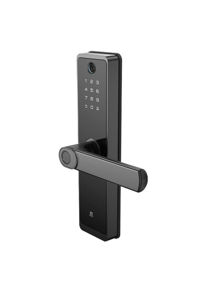 Cerradura Inteligente Con Cámara Y Timbre, Detección De Huella Dactilar, Tarjeta Rfid, Conectividad Wifi, Combinación Numérica Y Llave Física, De Aleación De Aluminio Y Cristal Templado.
