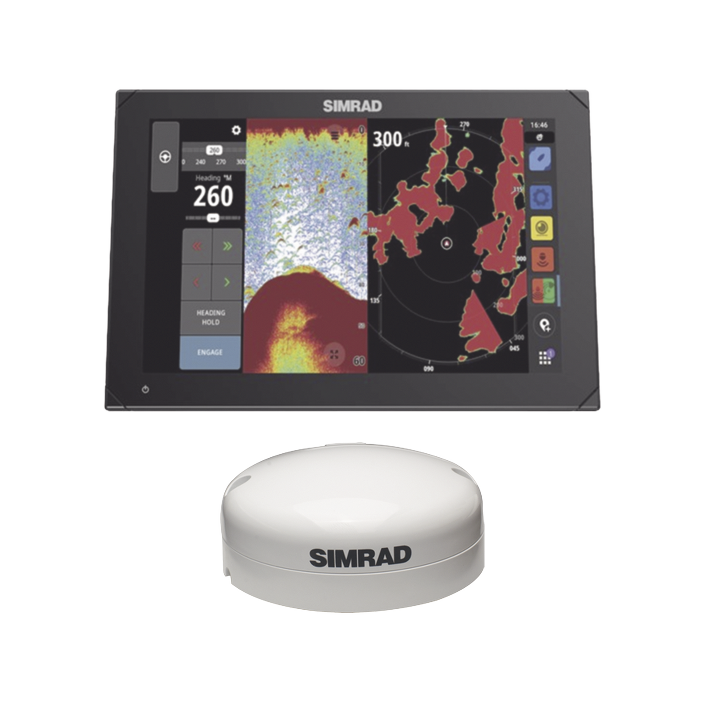 Kit de pantalla multifuncional NSX 3012 con antena de GPS externa y kit de instalación por NMEA 2000.