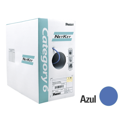 Bobina De Cable Utp 305 M. De Cobre, Netkey, Azul, Categoría 6 (24 Awg), 1000mbps, Riser (cmr), De 4 Pares