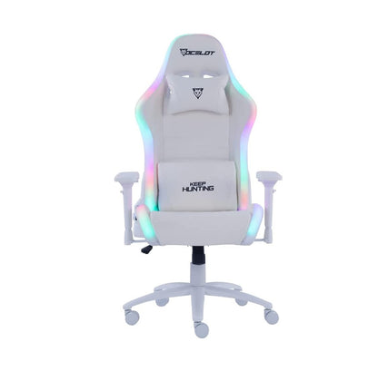 Silla Ocelot Gaming Orgb-white Thundra / Vinipiel / Rgb / Base Metalica Ajustable / Descansabrazos 4d / Piston Clase 4 / Reclinable 90-155 Grados / Hasta 150kg / Cojines Lumbar Y Cervical / Color Blan