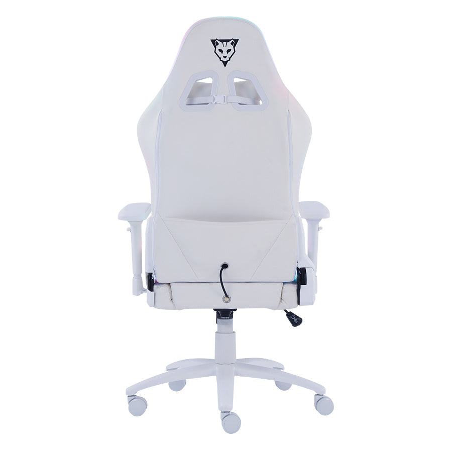 Silla Ocelot Gaming Orgb-white Thundra / Vinipiel / Rgb / Base Metalica Ajustable / Descansabrazos 4d / Piston Clase 4 / Reclinable 90-155 Grados / Hasta 150kg / Cojines Lumbar Y Cervical / Color Blan