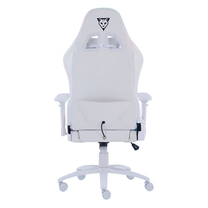 Silla Ocelot Gaming Orgb-white Thundra / Vinipiel / Rgb / Base Metalica Ajustable / Descansabrazos 4d / Piston Clase 4 / Reclinable 90-155 Grados / Hasta 150kg / Cojines Lumbar Y Cervical / Color Blan