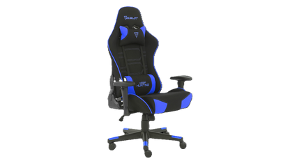 Silla Ocelot Gaming Ost-electric Blue / Tela Automotriz / Base Nylon Ajustable / Descansabrazos 1d / Piston Clase 4 / Reclinable 90-155 Grados / Hasta 150kg / Cojines Lumbar Y Cervical / Color Negro C