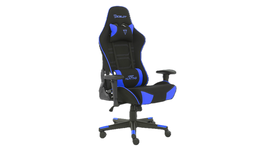 Silla Ocelot Gaming Ost-electric Blue / Tela Automotriz / Base Nylon Ajustable / Descansabrazos 1d / Piston Clase 4 / Reclinable 90-155 Grados / Hasta 150kg / Cojines Lumbar Y Cervical / Color Negro C
