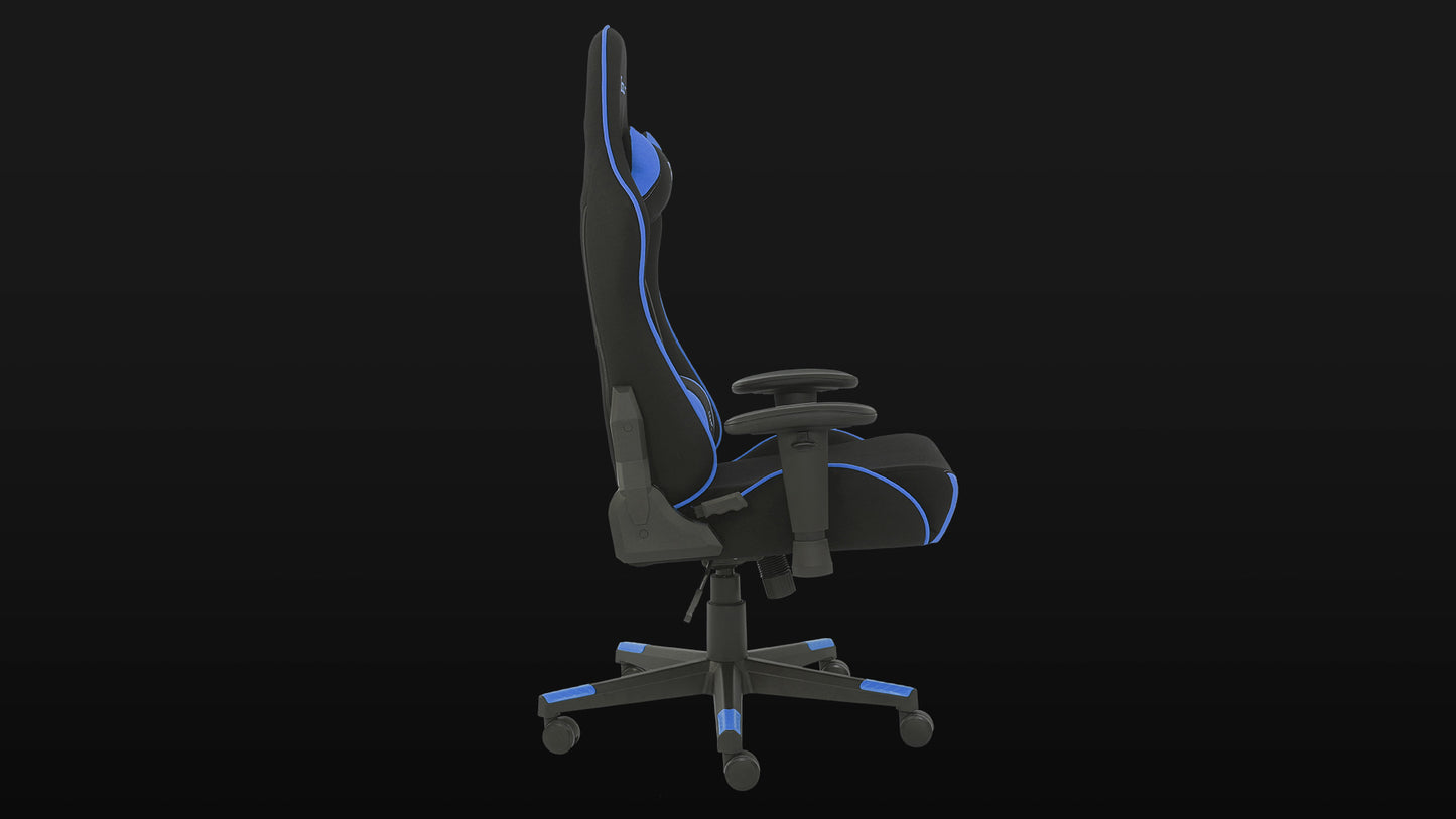 Silla Ocelot Gaming Ost-electric Blue / Tela Automotriz / Base Nylon Ajustable / Descansabrazos 1d / Piston Clase 4 / Reclinable 90-155 Grados / Hasta 150kg / Cojines Lumbar Y Cervical / Color Negro C