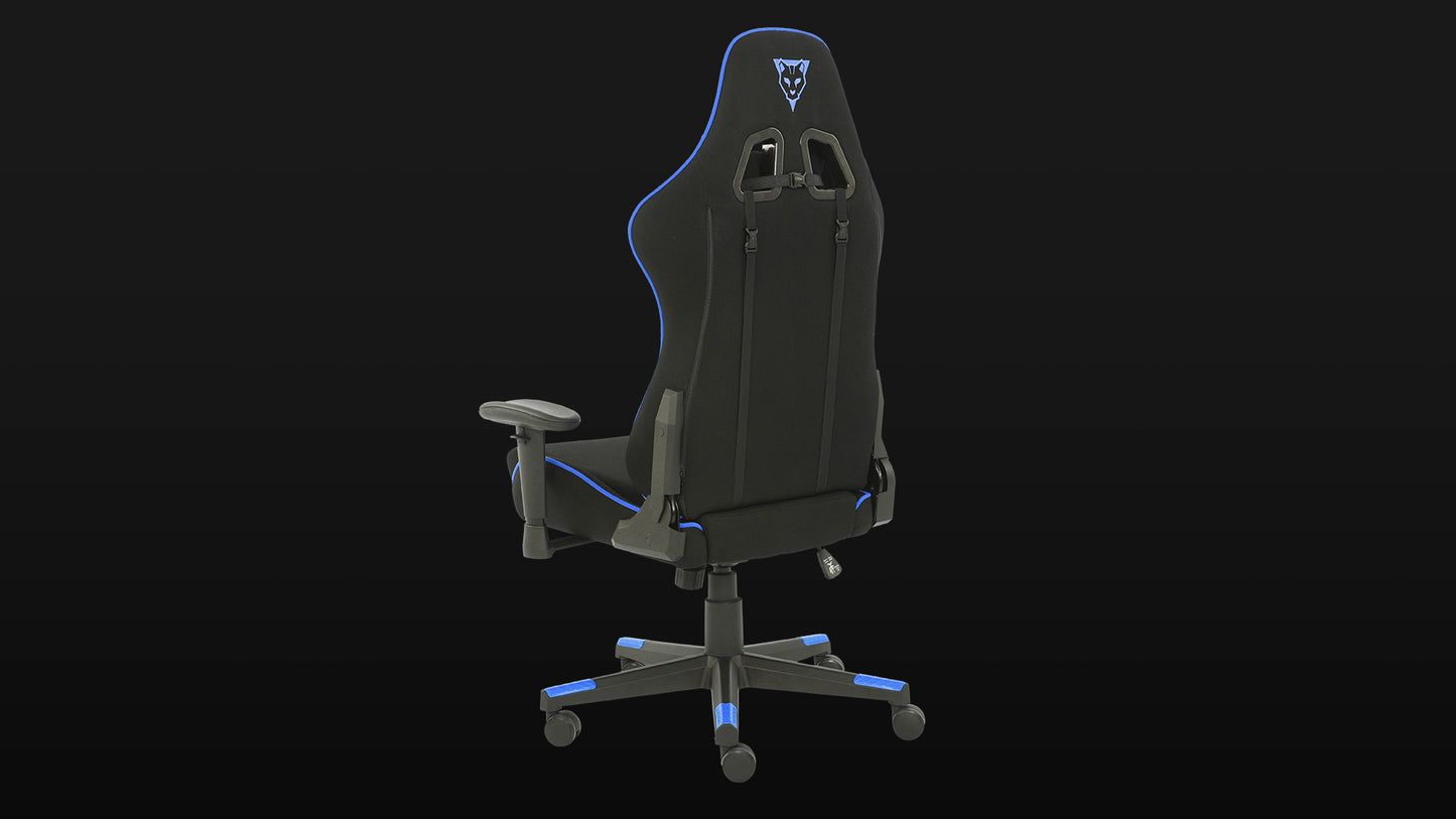 Silla Ocelot Gaming Ost-electric Blue / Tela Automotriz / Base Nylon Ajustable / Descansabrazos 1d / Piston Clase 4 / Reclinable 90-155 Grados / Hasta 150kg / Cojines Lumbar Y Cervical / Color Negro C