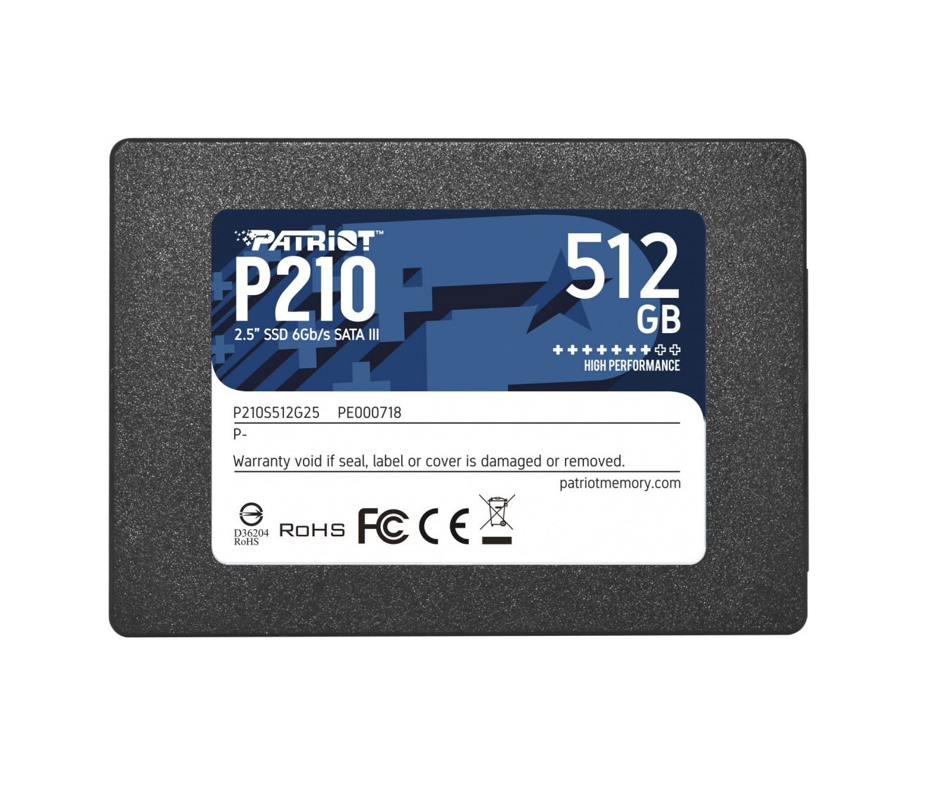 Unidad De Estado Solido Interno Patriot P210 512gb 2.5 Sata Lect.520 Escrit.430 Mbs 7mm Pc Laptop Minipc Sin Bracket