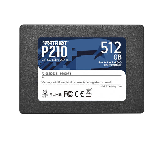 Unidad De Estado Solido Interno Patriot P210 512gb 2.5 Sata Lect.520 Escrit.430 Mbs 7mm Pc Laptop Minipc Sin Bracket