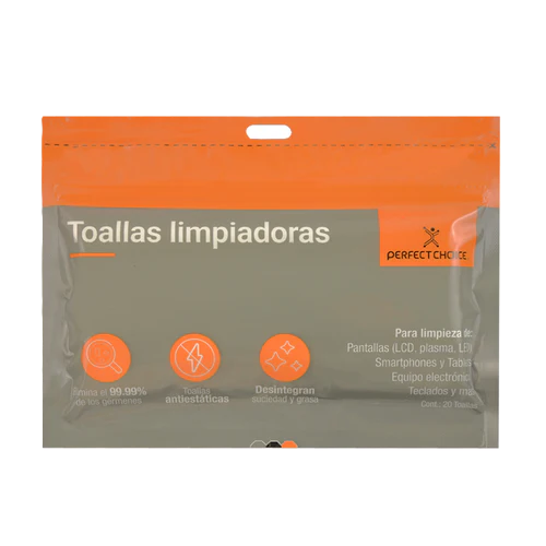 Toallas Limpiadoras Antiestaticas Para Pantallas Y Monitores Perfect Choice 20 Piezas