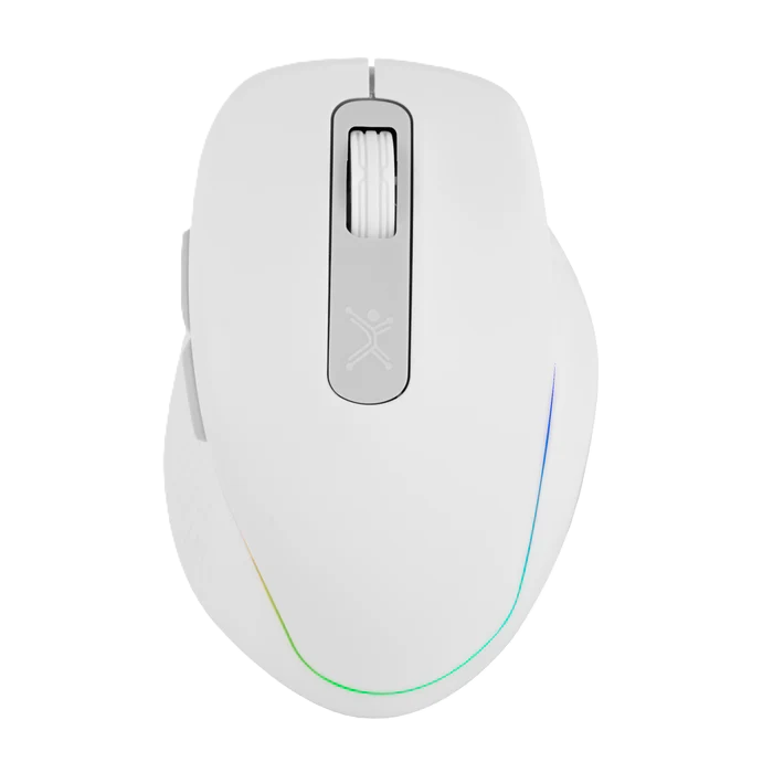 Mouse Inalambrico 1000 A 1600 Dpi Recargable Conector Usb Clic Silencioso Luz Rgb Ergonomico Perfect Choice Lumier Pro - Blanco