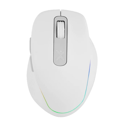 Mouse Inalambrico 1000 A 1600 Dpi Recargable Conector Usb Clic Silencioso Luz Rgb Ergonomico Perfect Choice Lumier Pro - Blanco