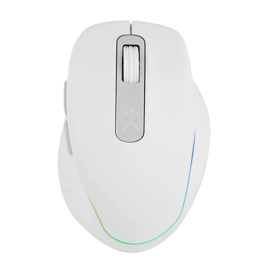 Mouse Inalambrico 1000 A 1600 Dpi Recargable Conector Usb Clic Silencioso Luz Rgb Ergonomico Perfect Choice Lumier Pro - Blanco
