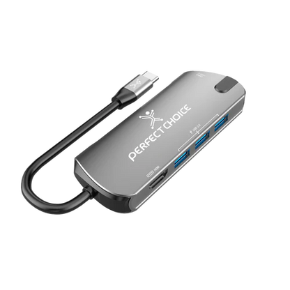 Adaptador Hub Conector Usb Tipo C Con 3 Puertos Usb A Hembra / 1 Hdmi Perfect Choice - Gris