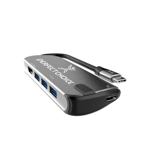 Adaptador Hub Conector Usb Tipo C Con 3 Puertos Usb A Hembra / 1 Hdmi Perfect Choice - Gris