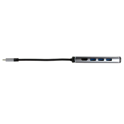 Adaptador Hub Conector Usb Tipo C Con 3 Puertos Usb A Hembra / 1 Hdmi Perfect Choice - Gris
