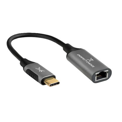 Adaptador Usb Tipo C A Ethernet Rj45 Hasta 1000 Mbps Perfect Choice - Gris