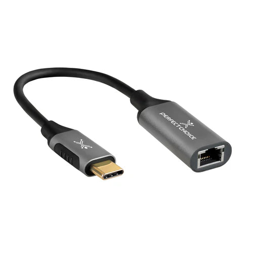 Adaptador Usb Tipo C A Ethernet Rj45 Hasta 1000 Mbps Perfect Choice - Gris