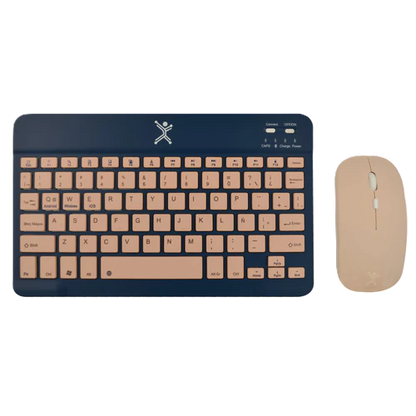 Kit Teclado Y Mouse Inalambrico Bluetooth Recargable Ergonomico Compacto Perfect Choice Genova - Azul