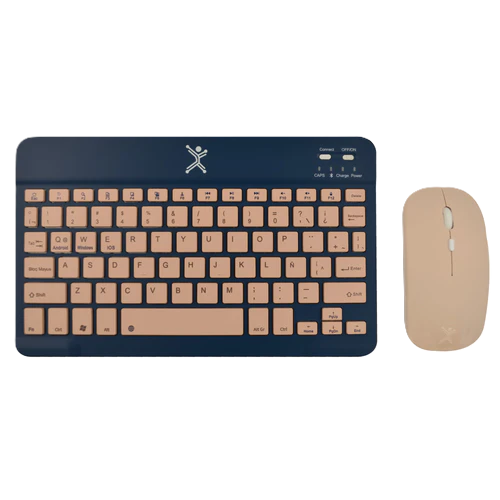 Kit Teclado Y Mouse Inalambrico Bluetooth Recargable Ergonomico Compacto Perfect Choice Genova - Azul