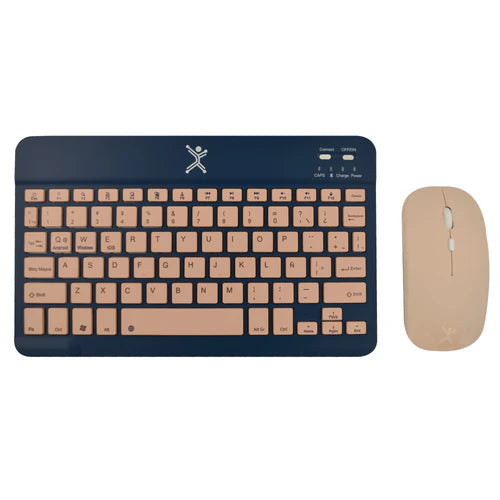 Kit Teclado Y Mouse Inalambrico Bluetooth Recargable Ergonomico Compacto Perfect Choice Genova - Azul