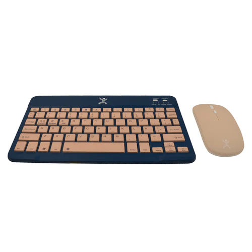 Kit Teclado Y Mouse Inalambrico Bluetooth Recargable Ergonomico Compacto Perfect Choice Genova - Azul