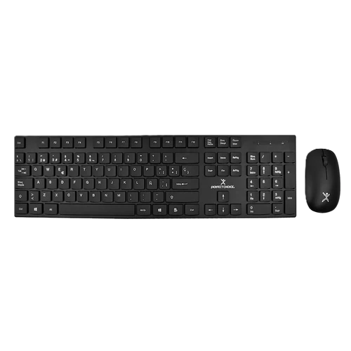 Kit Teclado Y Mouse Inalambricos Conector Usb Resistente A Derrames Silencioso Perfect Choice Dust - Negro