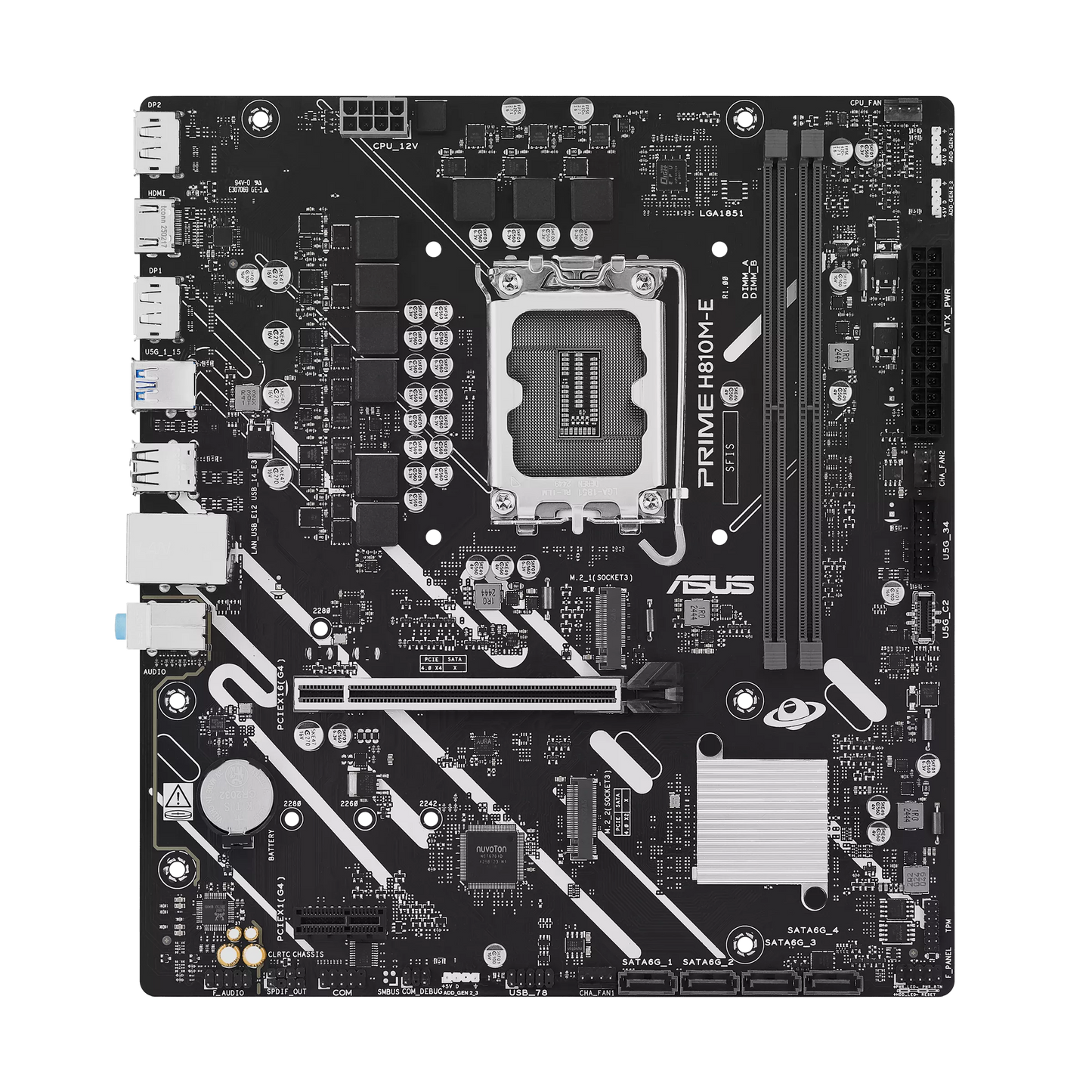 Mb Asus H810 Intel S-1851 Serie 2 /2x Ddr5 6400 /hdmi /2x Dp /2x M.2 /2x Usb 3.2 /micro Atx /gama Basica