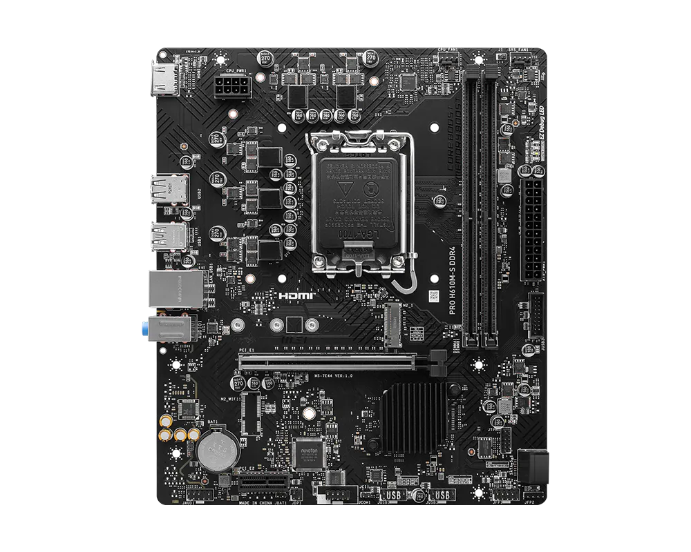 Mb Msi H610 Intel S-1700 14a Gen/2xddr4 64max 3200mhz/pcie 4.0/hdmi/dp/2xusb 3.2/m.2/micro Atx/gama Basica