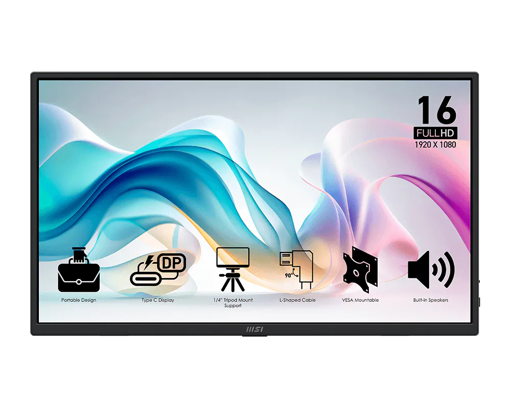 Monitor Profesional Portable Msi Pro Mp165 E6 /16 Fhd / 60 Hz/1xhdmi / 2 Tipo C