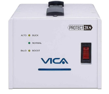 Regulador Automatico De Voltaje Vica Protect 2k 2000va / 1200w, 4 Tomas Nema 5-15r Reguladas Y Con Supresor De Picos, 3 AÑos De Garantia