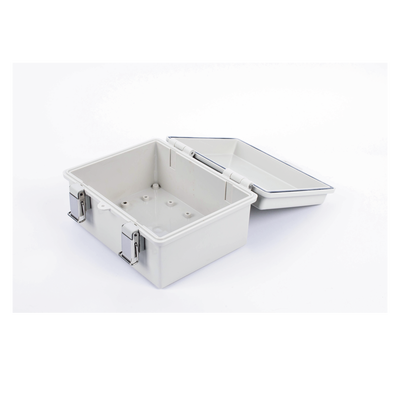 Gabinete de Plástico ABS, Uso en Intemperie IP66 (170 x 220 x 110 mm) Cierre por broche Inoxidable y Permite Cerrado con Candado y Llave (Perno 5mm) No Incluido