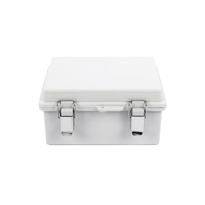 Gabinete de Plástico ABS, Uso en Intemperie IP66 (170 x 220 x 110 mm) Cierre por broche Inoxidable y Permite Cerrado con Candado y Llave (Perno 5mm) No Incluido