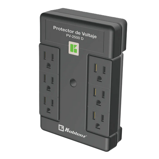 Supresor De Picos Koblenz Pv-2500-d 2500 Va / 2000 W, Desconexin Automatica, DiseÑo Tv De Pared. 5 AÑos De Garantia. Poliza De Seguro Por 25,000 Usd En Equipo Conectado. Sku 00-5347-00-0