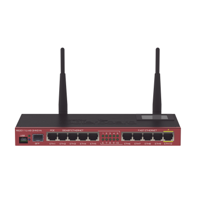 Router Board, 10 Puertos Ethernet, 1 Puerto Sfp, Wi-fi De Gran Cobertura 2.4 Ghz Antenas De 4 Dbi, Hasta 1 Watt De Potencia