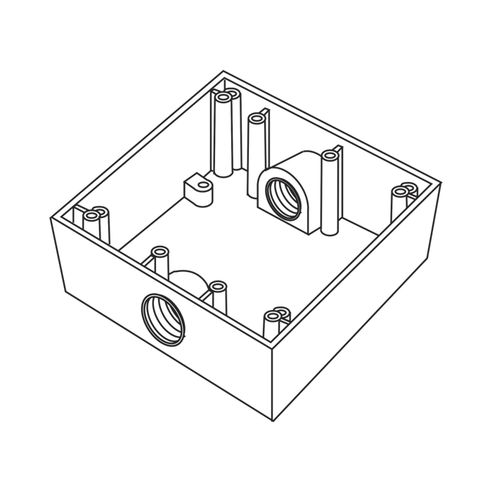 Caja Cuadra de 3/4" a Prueba de  Intemperie/ Cuenta con 2 salidas.