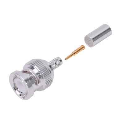 Conector BNC Macho de Anillo Plegable para Cable LMR-195, RG-58/U, RG-142/U, Plata/Oro/Teflón.