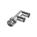 Adaptador Triple En F Para 75 Ohm, De Conector Bnc Macho A Doble Bnc Hembra, Níquel/ Oro/ Delrin.